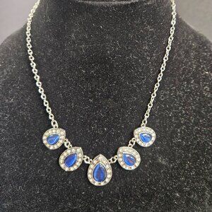 Paparazzi Necklace & Earrings - Silver tone with blue stones / rhinestones